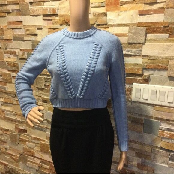 MILLY Cropped Braided Sweater - Picture 1 of 8